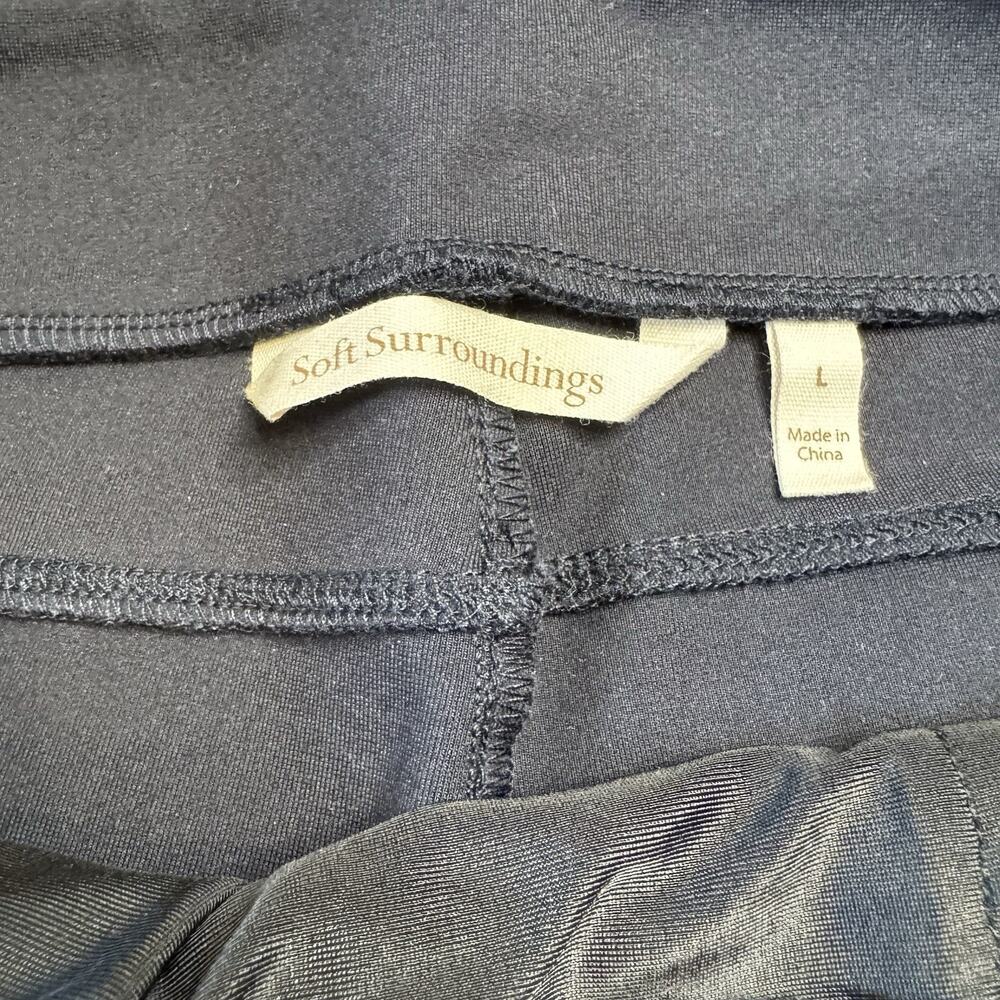 Soft Surroundings Pants Sadie Navy Scalloped Ankle Ponte Pull On Womens L - Picture 2 of 7